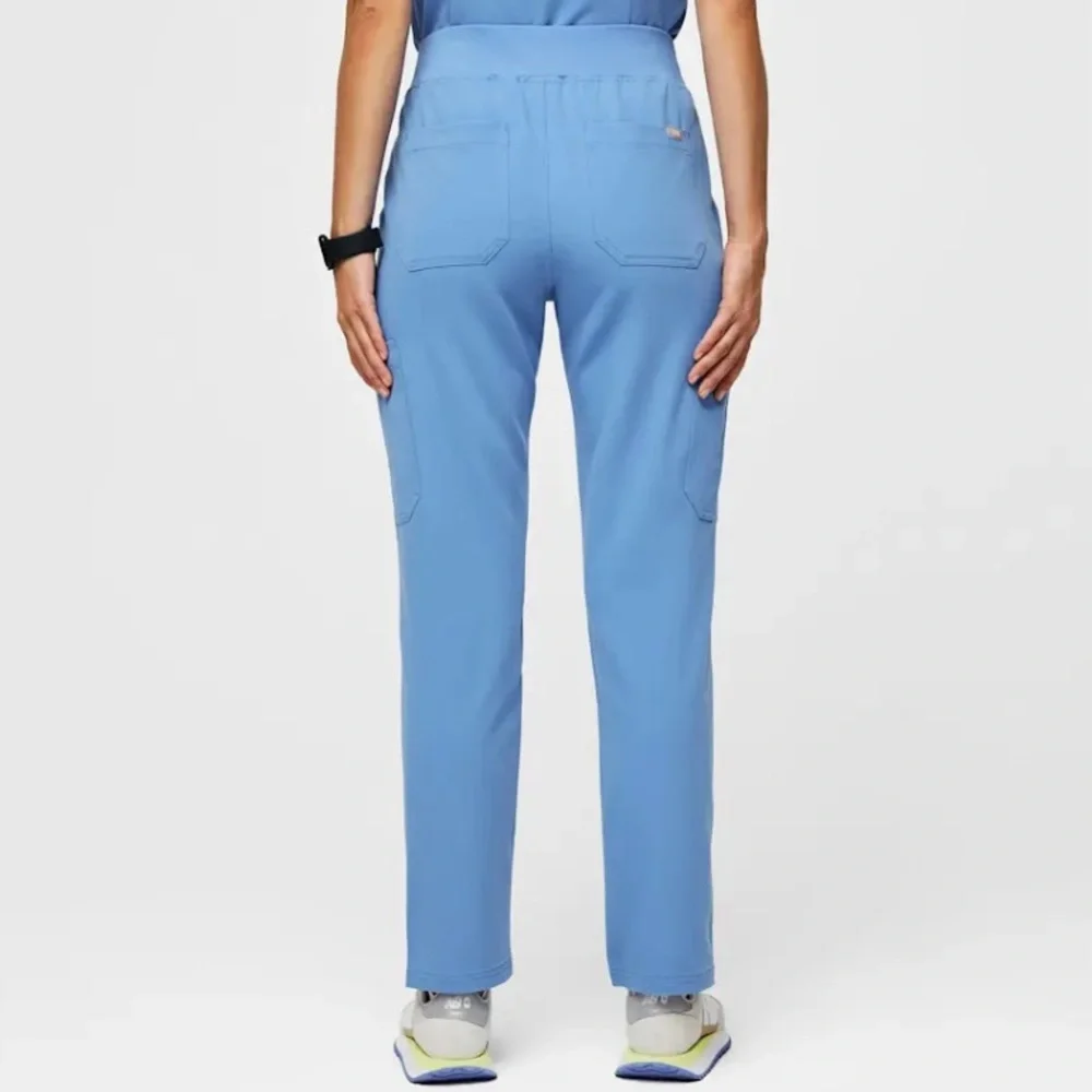 TALL Figs High Waisted Yola Skinny Scrub Pants in Ceil Blue - Picture 2 of 8